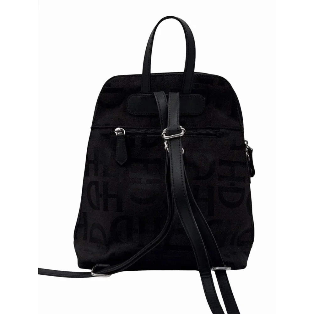 RARE Harley-Davidson Women's Black Monogram Backpack Studded Charm Zip Bag
